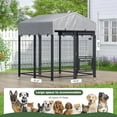 thumbnail image 6 of Outdoor Dog Kennel with Roof, Dog Kennel Outside with 2 Dog Bowls, Large Dog House Pen Dogs Run Enclosure with Secure Lock and Wateproof Sunproof Cover (4'L x 4'W x 4.6'H) Black, 6 of 7