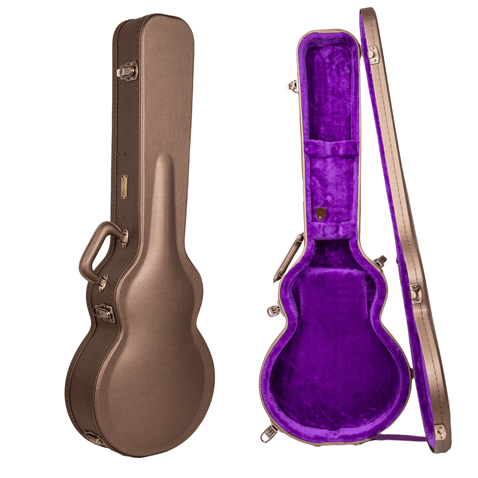 Crossrock Designer Series- Wooden Case for Les Paul Electric Guitar- Security Lock, Metal Feet, Storage Space- Chocolate Brown