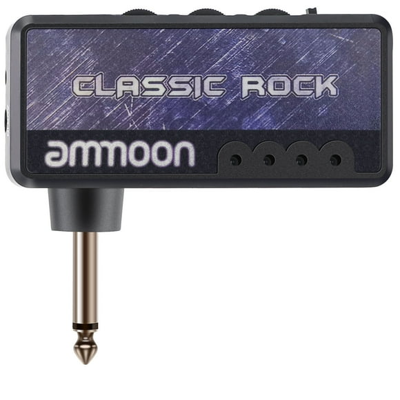 Mini Amplificateur de Casque pour Guitare Électrique et Basses avec Accordeur de Guitare Intégré, Câble Audio USB et Adaptateur - Compatible Heavy Metal, Couleur Noire (Pile Intégrée pour Accordeur)