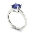 thumbnail image 2 of 2 ctw Solitaire Anniversary Ring for Women | Cushion Cut Simulated Tanzanite | Hyperallergenic Solid 18K White Gold, 2 of 5