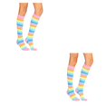 thumbnail image 4 of Sonducket 1 par de calcetines a rayas hasta la rodilla transpirabilidad calcetín fácil de combinar calcetín botas medias para disfraz de fiesta arcoiris rosa 2piezas Sonducket CBP288833, 4 of 6