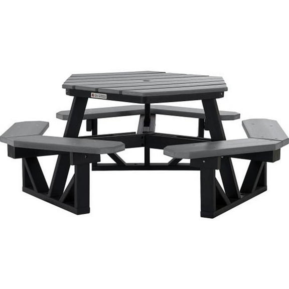 Global Industrial 271671GY 46 in. Hexagon Recycled Plastic Picnic Table, Gray
