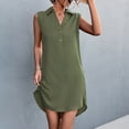 thumbnail image 2 of IROINNID Women's Sleeveless Shift Dress V-Neck Casual Single-Breasted Vest Hem Split Ladies Dress Strapless Dress, 2 of 8