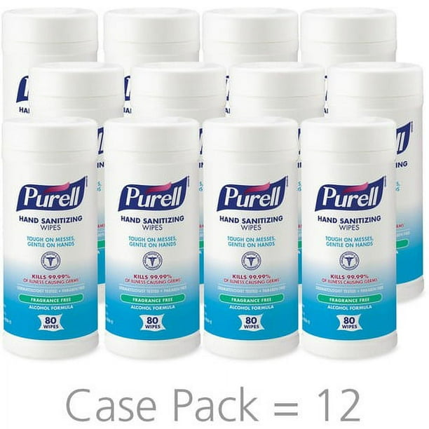 PURELL Alcohol Hand Sanitizing Wipes - White - Pre-moistened, Durable, Lint-free, Textured, Fragrance-free, Dye-free, Non-sticky, Residue-free - For Hand - 80 Per Canister - 12 / Carton PURELL Alcohol Hand Sanitizing Wipes - White - Pre-moistened, Durable, Lint-free, Textured, Fragrance-free, Dye-free, Non-sticky, Residue-free - For Hand - 80 Per Canister - 12 / Carton