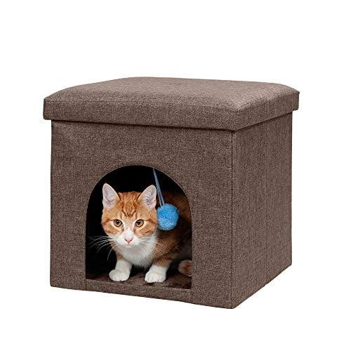 Cat House Condo Fleece Bed Soft Comfort Kitten Dog Pet Furniture Brown Suede New 