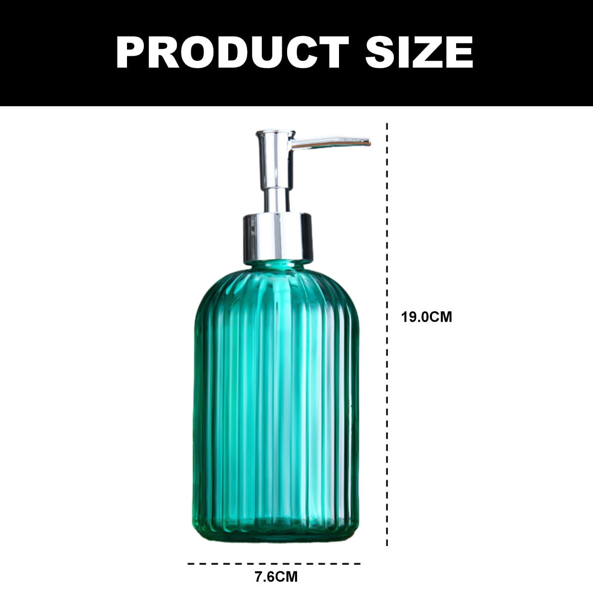 Clear glass soap dispenser with rust-proof stainless steel pump refillable bathroomgreen