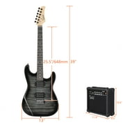 Glarry 39in Full Size Beginner Electric Guitar Kit w/Case, 20W Amp, Tuner, Bag, Strap, Black