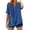 Dark blue, variant on LIZUOJUN Women's Solid Color Top V-Neck Elbow Sleeve Knit Cotton Blend Casual Solid Loose Fit T-Shirt for Layering Beige XL
