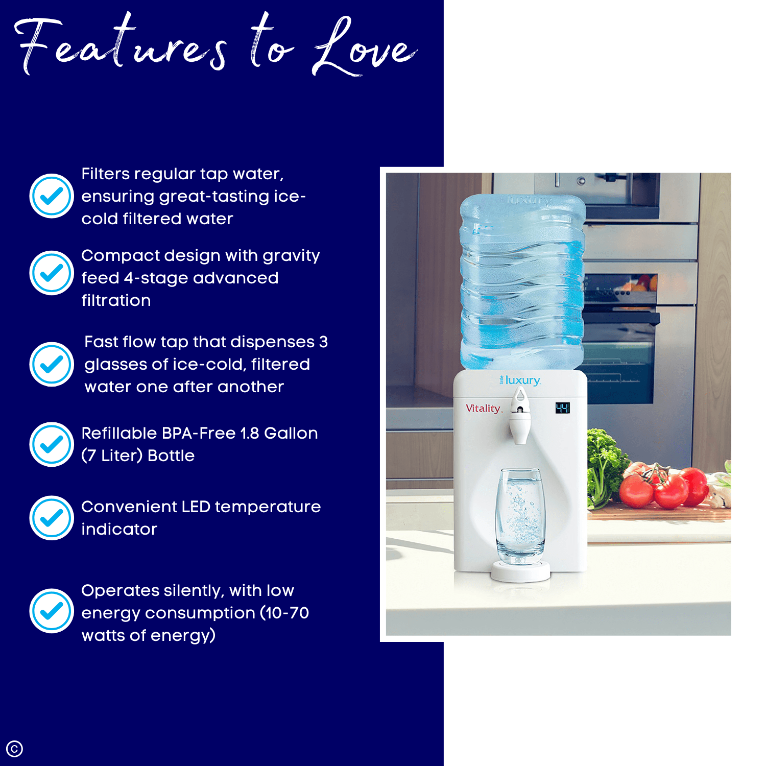 Little Luxury 1.8 Gallon Vitality Mini Water Cooler & Filter