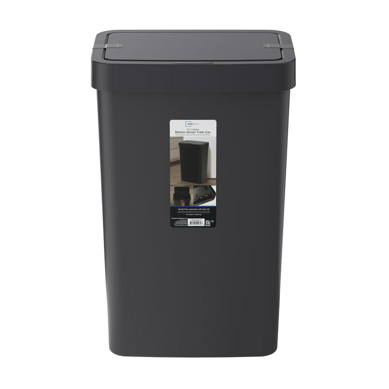 Mainstays 13.2 Gallon Trash Can, Plastic Motion Sensor Kitchen Trash Can,  Black