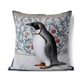 thumbnail image 3 of Penguin Paradise Flowers Indoor/Outdoor Pillow in Blue 20 x 20 with removable cover, 3 of 7
