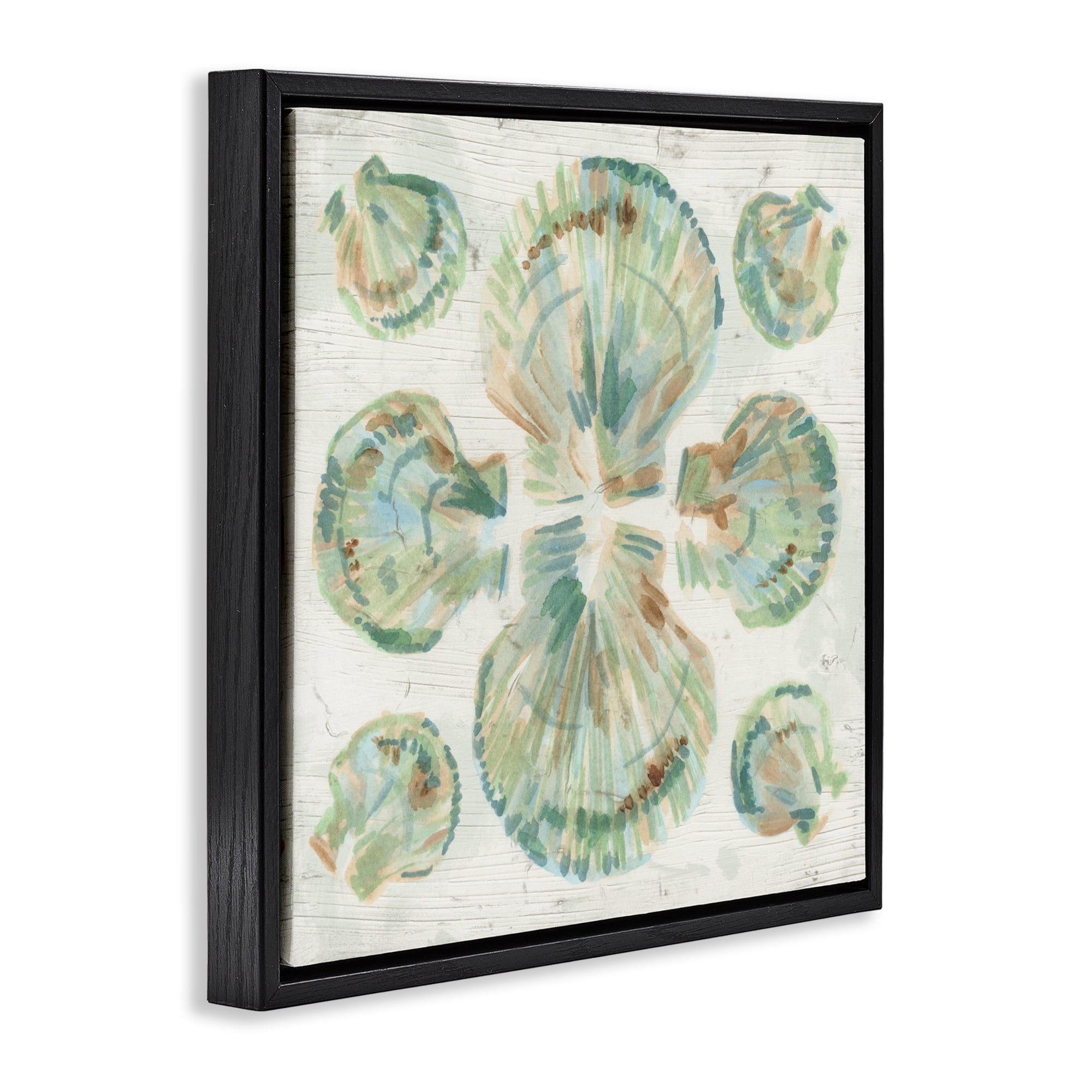 Stupell Industries Saltwashed Shells Symmetry Black Framed Floater Canvas Wall Art, design by June Erica Vess