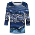 thumbnail image 4 of Women Summer Tops 2024 3/4 Length Sleeve Fashion Printed Round Neck Plus Size Top T-Shirt 50% Off Clearance!, 4 of 5