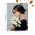 thumbnail image 3 of UXIEQU Woman Holding Daisies Oil Painting Canvas Wall Art Print 15.75x11.81 Inches, 3 of 8