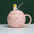 thumbnail image 3 of SUSAMMAISON Planet Mug With Covered Spoon High-Looking Water Cup For Boys And Girls Couple Ceramic Cup,1,4,Pink,Ceramic, 3 of 6