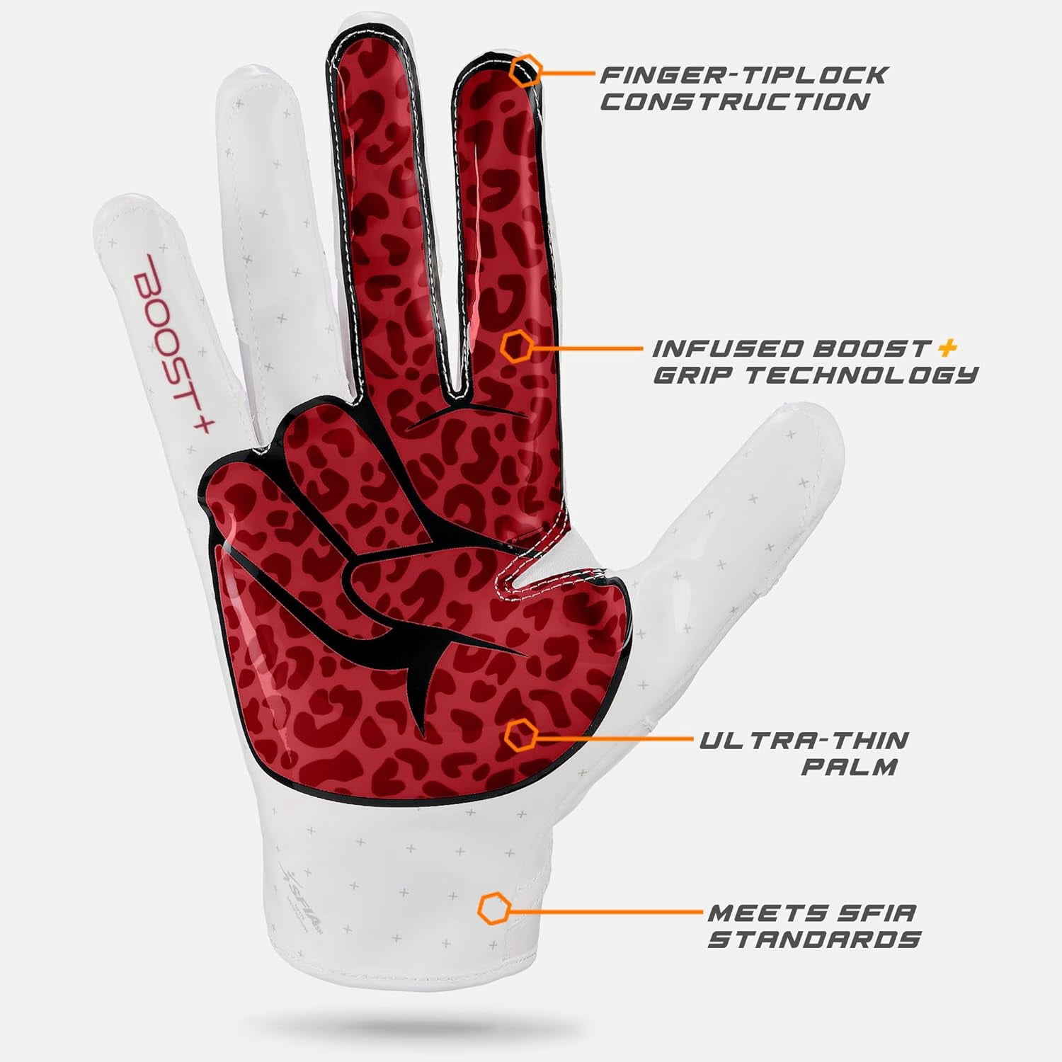 Football Gloves Peace Stealth 6.0 Boost Plus Technology Men's Receiver Gloves - Adult and Youth Sizes