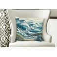 thumbnail image 3 of Ambesonne Nautical Throw Pillow Cover Pack of 2, Swirling Huge Waves Boat, 2 Pcs-26"x26", Reseda Green Teal and Blue, 3 of 5
