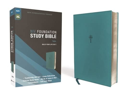Niv, Foundation Study Bible, Leathersoft, Teal, Red Letter, (Hardcover)