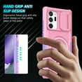 thumbnail image 2 of Phone Case for Samsung Galaxy Note 20 Ultra with Sliding Camera Cover, Hand Grip Anti Slip Design Kickstand Ring Holder Hybrid Magnetic Wireless Charging Phone Cover for Note 20 Ultra - Pink, 2 of 10