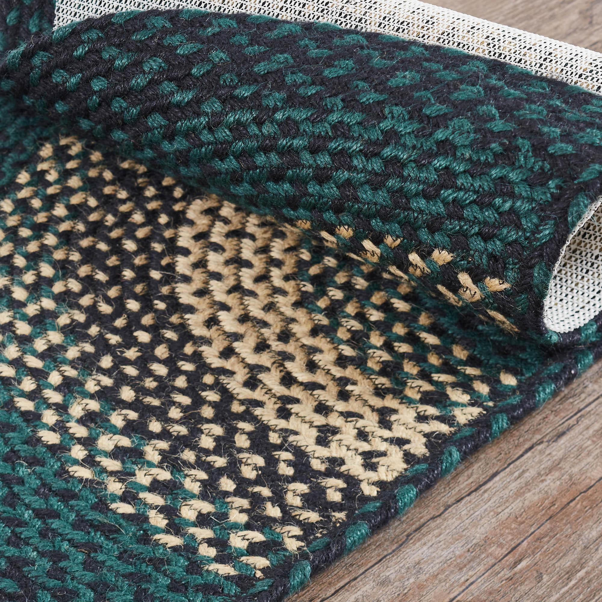 VHC Brands Pine Grove, Braided Jute Rug, Non-Skid Pad, Accent Rug, Oval, Green, 24x36