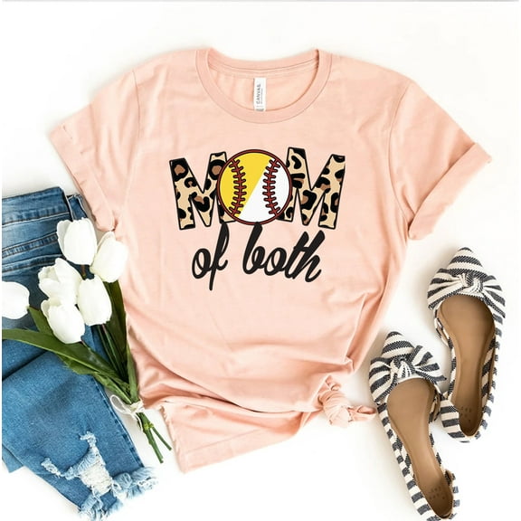Mom Of Both T-shirt Mothers Day Shirt New Gift Bleached Look Mama Tee Mommy Top Funny Mother's Baseball Shirts Mom-life Moms Trendy T-shirts