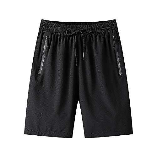 Mens Gym Workout Shorts Quick Dry Lightweight Athletic Training Running Hiking Jogger with Zipper Pockets
