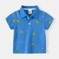 thumbnail image 4 of LYMAYTER Toddler Baby Boys Summer Short Sleeves T-Shirt Cartoon Cotton Tee Shirt Tops with Buttons Lapel Casual Dinosaurs Shirt Blouse for 1-8T, 4 of 11