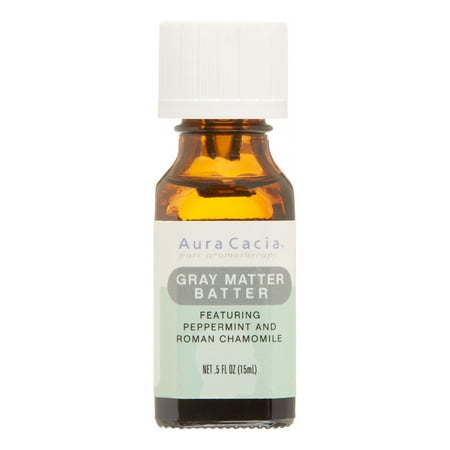 Aura Cacia Gray Matter Batter 100% Pure Essential Oils, Peppermint & Roman Chamomile, .5 Oz