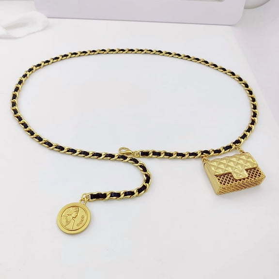 Chain Belts Leather Waist Belt for Women Layered Metal Chain Belt