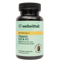 WellWithAll Vitamin D3 5000 IU (125 mcg) with Vitamin K2 100mcg | Plant Based | 60 Capsules