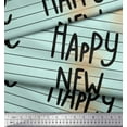 thumbnail image 3 of Soimoi Green polyester Crepe Fabric Stripe & Happy New Year Text Print Fabric by the Yard 52 Inch Wide, 3 of 3