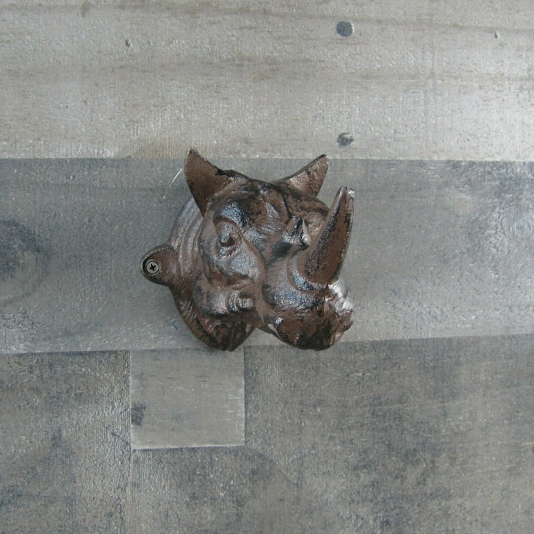 Cast Iron Wall Mount Rhino Head Single Hook Keyring Holder Key Hanger Hat Rack Cast Iron Wall Mount Rhino Head Single Hook Keyring Holder Key Hanger Hat Rack