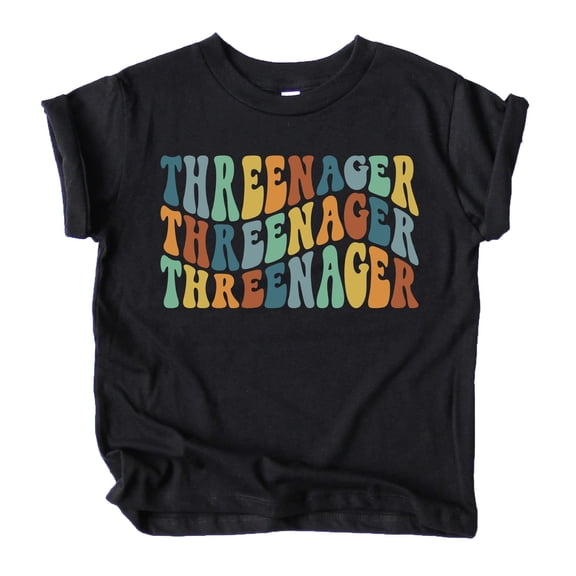 Threenager Groovy Adorable 3rd Birthday Shirt for Infant Baby Toddler Girls and Boys Third Birthday Outfit Black Shirt 5-6