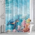 thumbnail image 2 of Blue Ocean Turtle Bathroom Shower Curtain, Nautical Watercolor Pink Orange Sea Coral Starfish Waterproof Washable Soft Bath Curtain for Bathtub Decor with 12 Hooks&Grommet, 60x72 Inch, 2 of 9