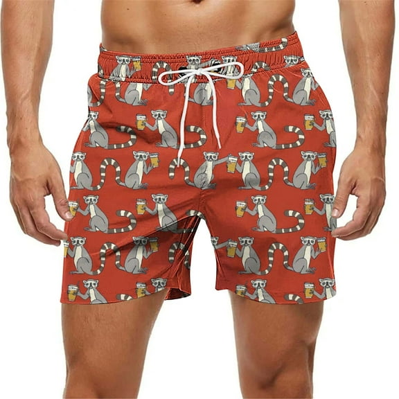 Luxalzxs Summer Hawaiian Swimming Trunks for Men Swim Trunks Lightweight Elastic Waist Drawstring Pockets Beach Shorts Surfing Board Shorts Bathing Suit Quick Dry Swimwear