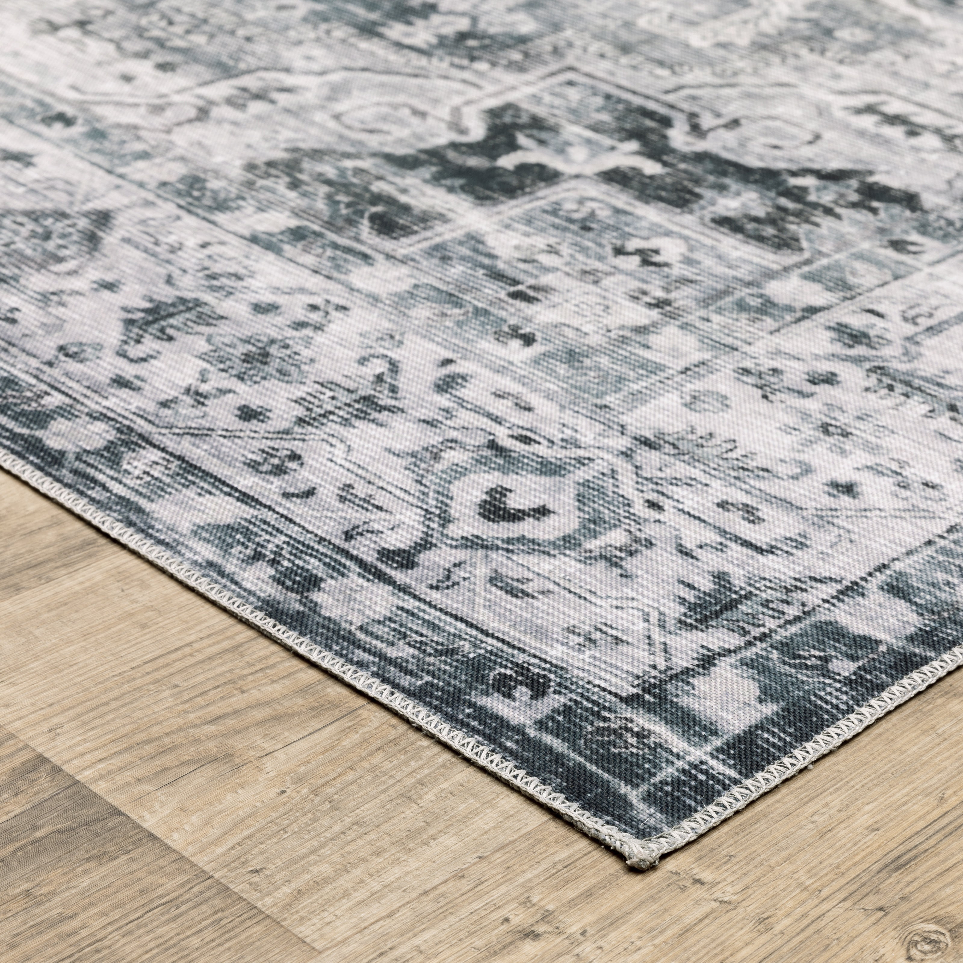 Avalon Home Celeste Washable Center Medallion Charcoal/ Ivory Indoor Area Rug