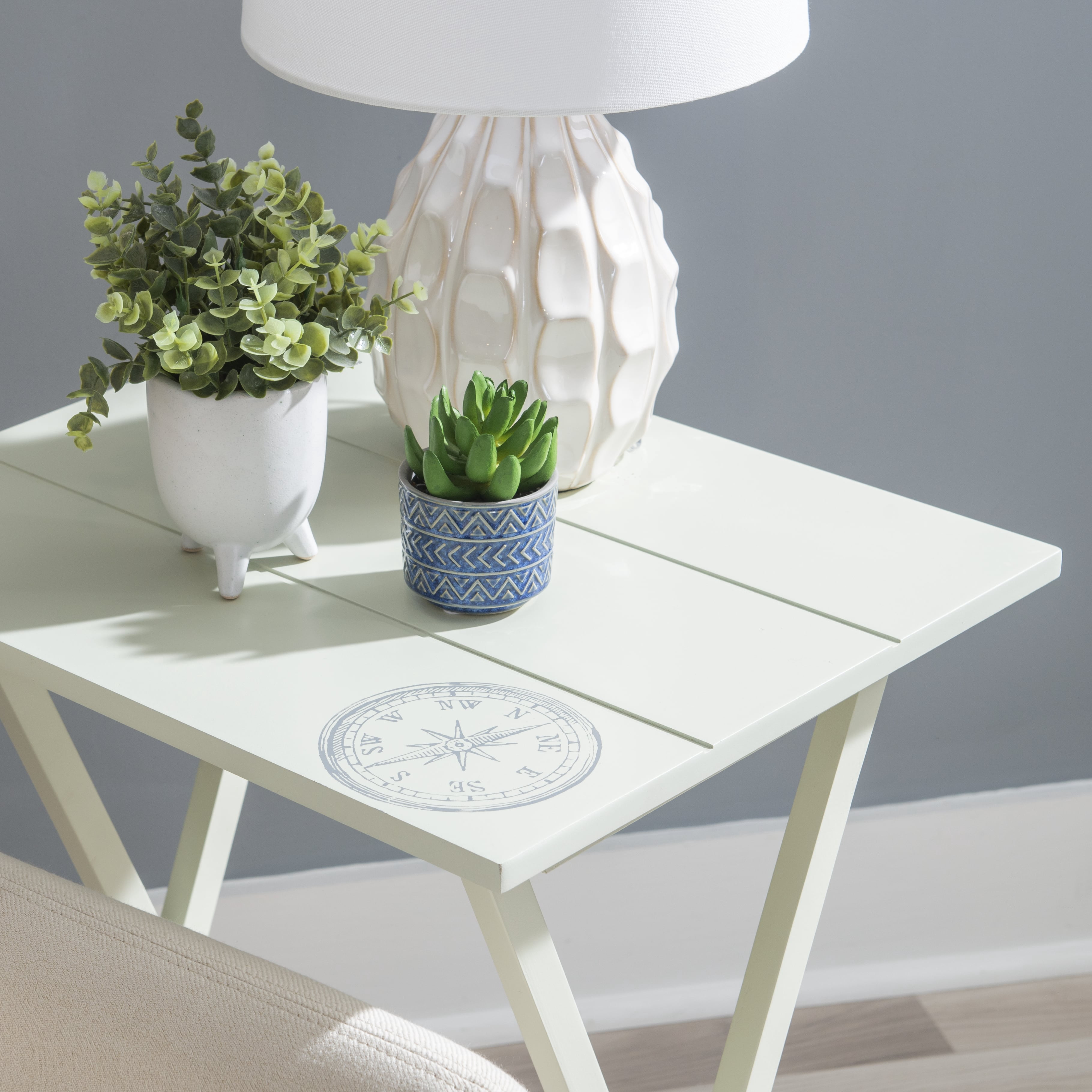 Linon Girard Folding Tray Table Set, 26.38" Tall, White Finish