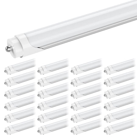 T8 8ft LED Tube Light Bulbs, Single Pin Fa8 Base, Dual Row 72W 6000K, Frosted, 4-Pack