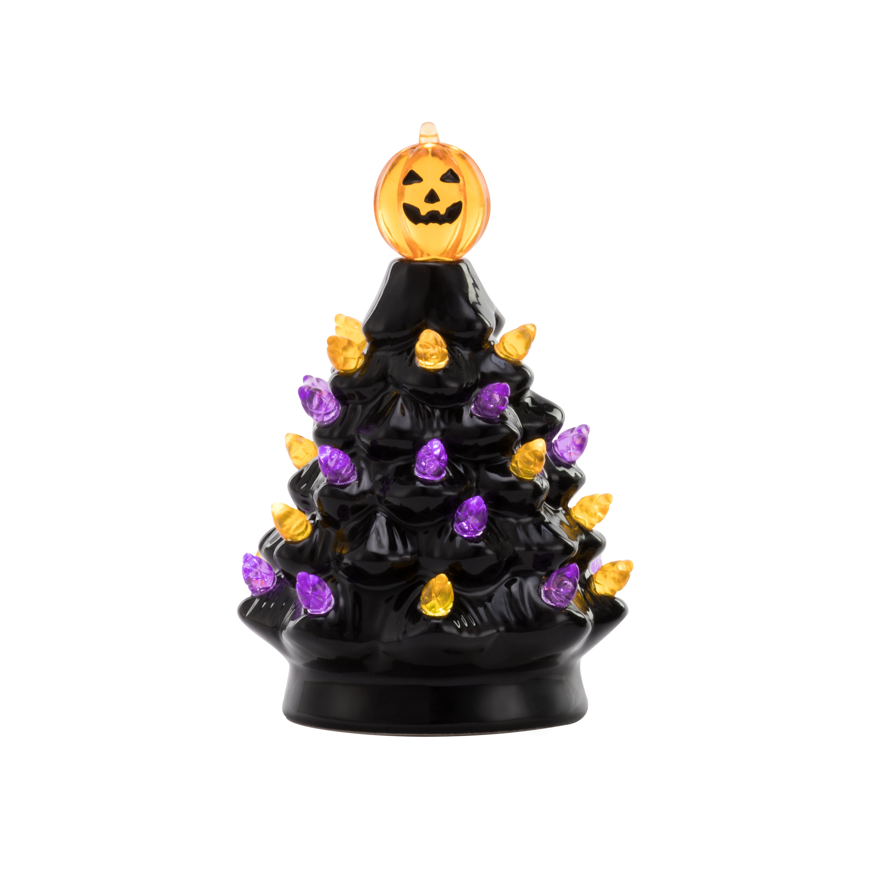 Mr. Halloween 5" LED Ceramic Tree with Orange and Purple Bulbs
