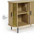thumbnail image 4 of LuxenHome 35" Mid Century Modern Accent Cabinet, Small Buffet Cabinet with Sliding Door, Oak, 4 of 8
