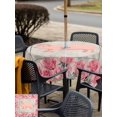 thumbnail image 5 of Outdoor Tablecloth with Umbrella Hole for Patio/Picnic/Party/Camping, Farmhouse Pig Waterproof Table Cloth Square Cover Washable, Country Pink Rose Flowers Mottled Grey (60"x 60"), 5 of 9