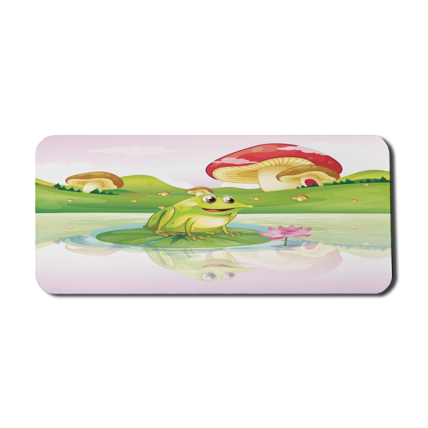 FROG LAYING ON LILLY PAD SET OF 4 RUBBER BACKED COASTERS W/ FABRIC TOP 