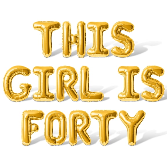 Letter Balloons - THIS GIRL IS FORTY 16" Inch Alphabet Letters Foil Mylar Balloon 40th Birthday Party Banner (Gold)