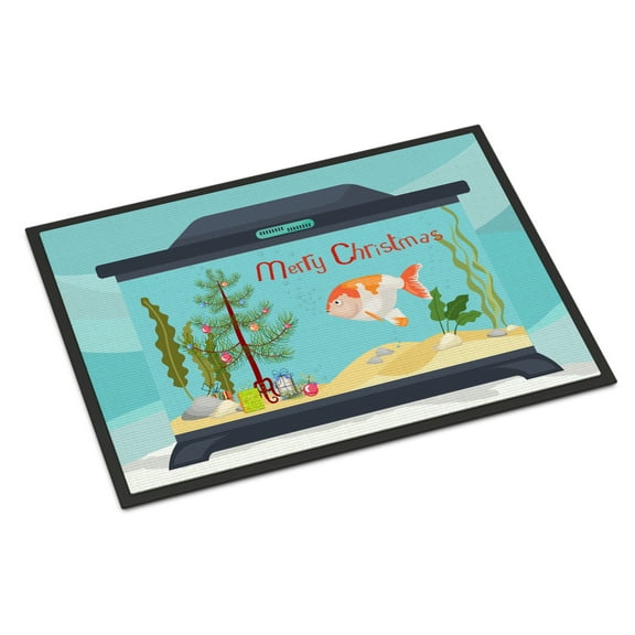 Carolines Treasures CK4513MAT Lionhead Goldfish Merry Christmas Door Mat Indoor Rug or Outdoor Welcome Mat 18x27 Doormat