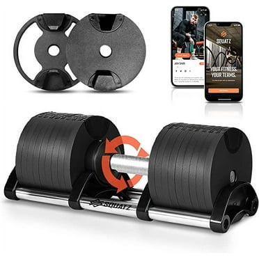 SQUATZ Adjustable Dumbbells, Black, 70 lb