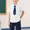thumbnail image 2 of Odeerbi Camisa de Vestido de Algodón de Niños Con Corbata Carta Bordado de Manga Corta Uniforme Escolar Camisas Con Bolsillo, 2 of 8