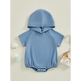 thumbnail image 2 of Bagilaanoe Newborn Baby Boys Rompers Short Sleeve Hooded Bodysuits 3M 6M 12M 18M Infant Summer One Piece Jumpsuit, 2 of 9
