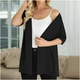 thumbnail image 6 of Samickarr Bolero Shrugs Cardigan for Women Open Front Middle Sleeve Casual Loose Solid Color Coats, 6 of 8