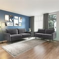 thumbnail image 3 of Pemberly Row Contemporary 70" Round Arm Velvet Sofa in Gray Finish, 3 of 5