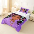 thumbnail image 2 of Castle Fairy Stylish Black Girl Twin Comforter Sets 2pcs,Ribbon Bow Bedding Set,Purple,1 Comforter and 1 Pillowcase, 2 of 6